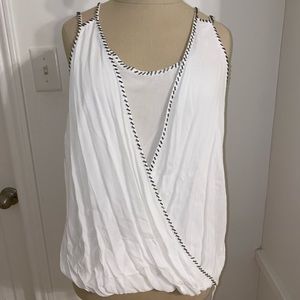 Cowl neck tank with silver beaded detailing